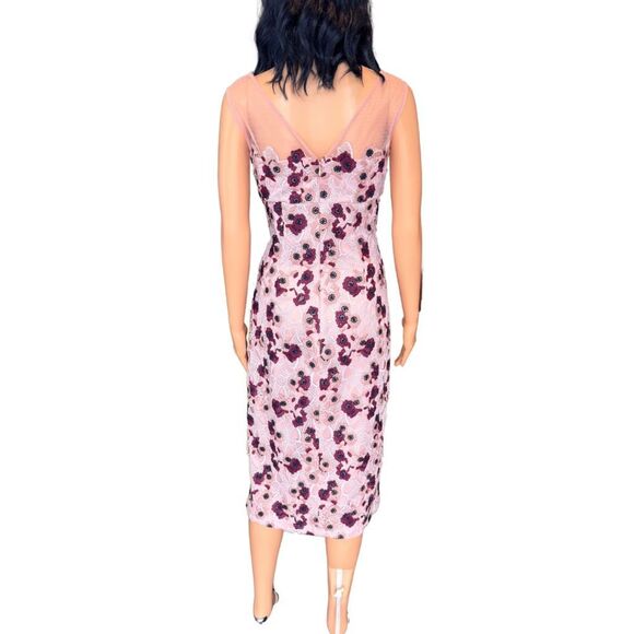 Sample NWT JS Collections Soutache Dress 4 Mauve Pink Illusion Floral Wedding - Picture 6 of 7